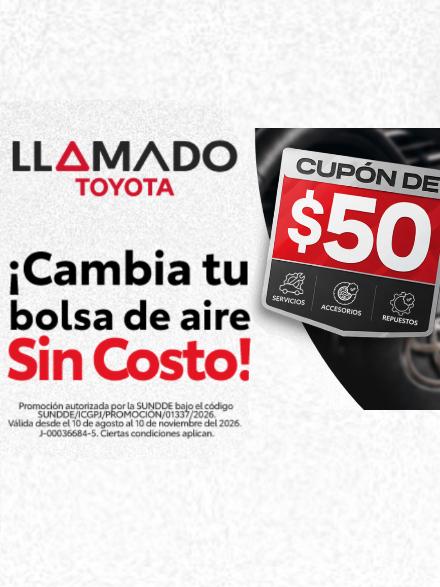 Cupón de REF 50 por cambio de bolsa de aire Toyota